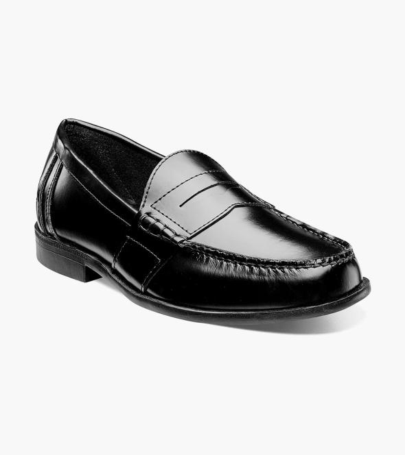 Men's Dress Shoes | Black Moc Toe Penny Loafer | Nunn Bush Lincoln