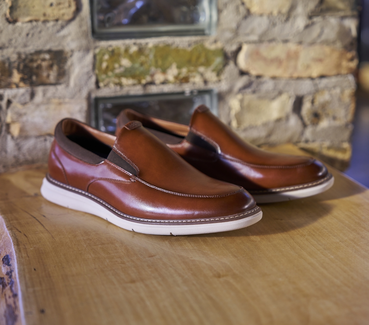 Shop Nunn Bush casuals featuring the Chase slip on in cognac.