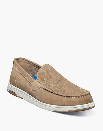 Luca Suede Moc Toe Venetian Slip On in Stone for $135.00