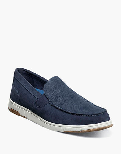 Luca Suede Moc Toe Venetian Slip On in Navy for $135.00